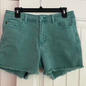 Women's Green Denim Shorts